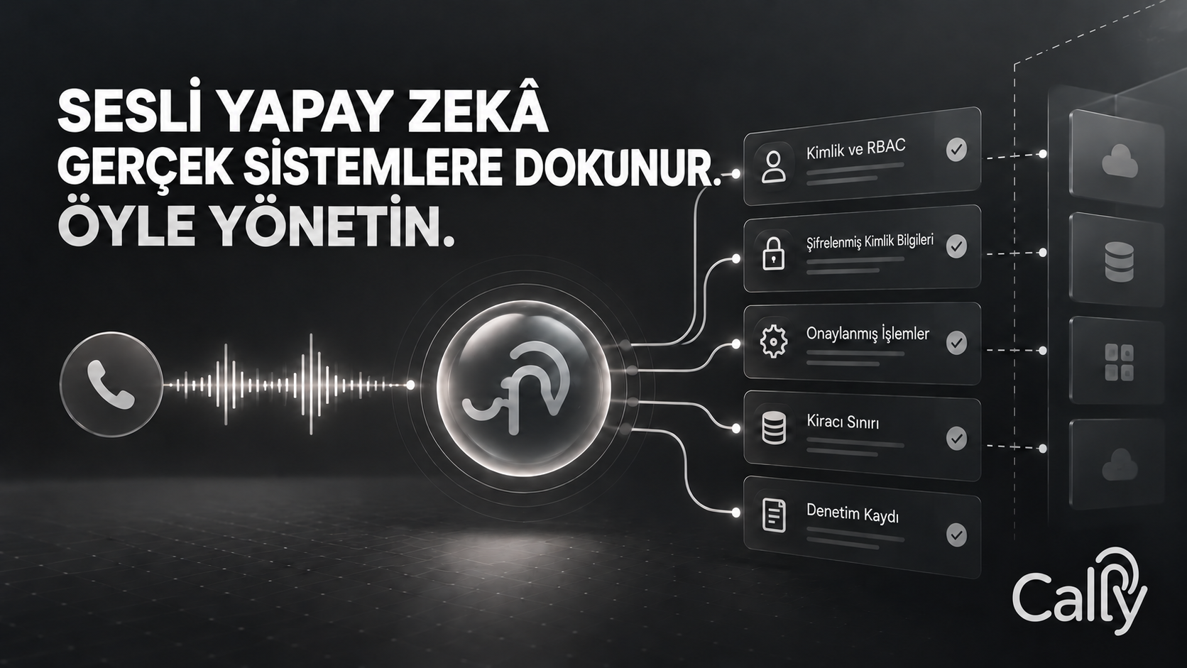 SESLİ YAPAY ZEKÂ GERÇEK SİSTEMLERE DOKUNUR. ÖYLE YÖNETİN.
